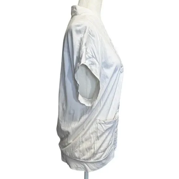 NSF White Cotton Button Front Top Relaxed Minimalist Made in USA Size Small - Picture 3 of 6
